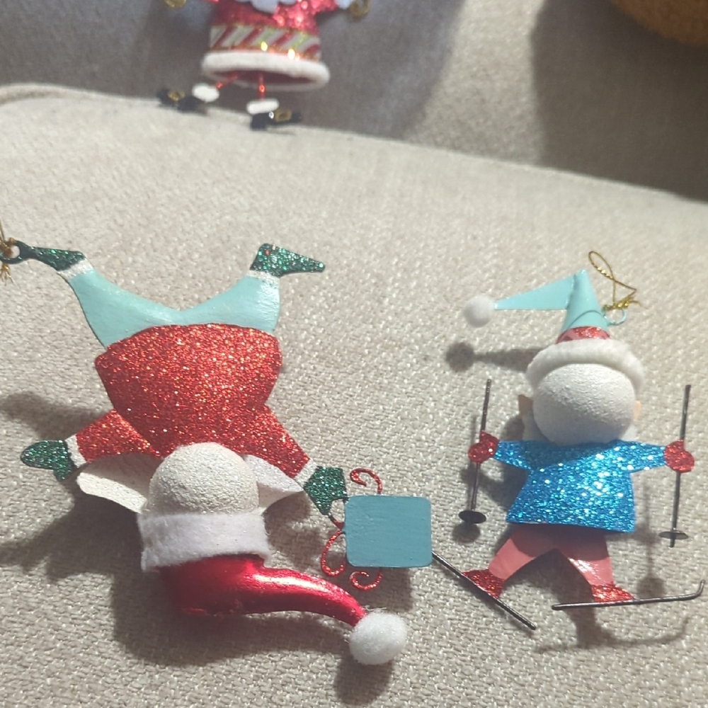 Pier 1 Santa Skiing Ornaments - Red, Blue, and White - Picture 2 of 2